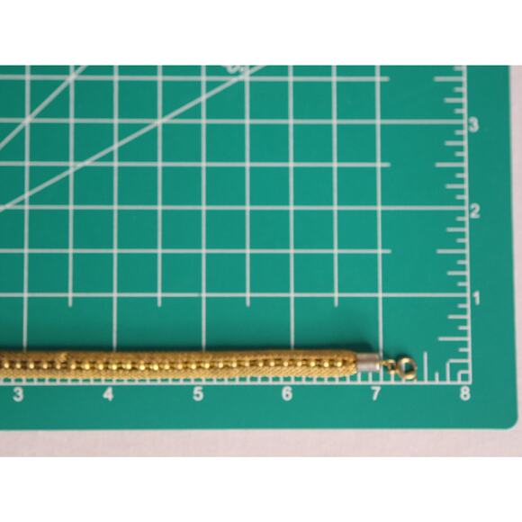 Woven Gold Tone Metal Bracelet With Golden Beads - Picture 11 of 11